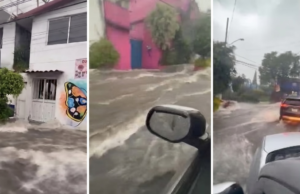 Tlalpan submerso, fortes chuvas causam inundações perigosas no sul do CDMX