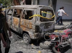 A explosão abalou a capital síria durante a visita do presidente francês Macron