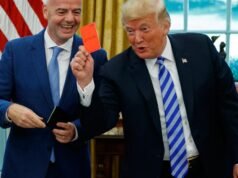 Final da Copa do Mundo manifestantes cartão vermelho Presidente da FIFA, Trump