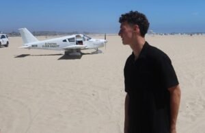 ‘Estamos prontos!’ Um pequeno avião faz um pouso de emergência em uma praia do SoCal
